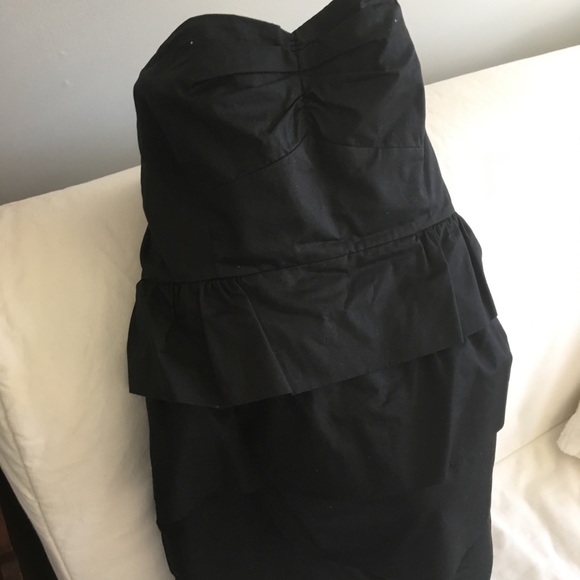 JCrew black strapless dress peplum silhouette - Picture 4 of 5